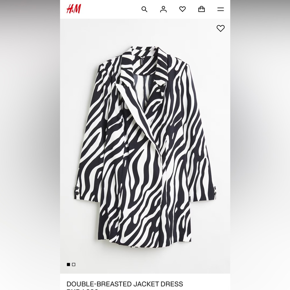 Divided Double Breasted BlazerJacket Dress Black and White Zebra